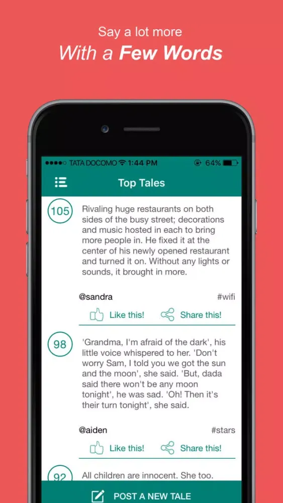ภาพหน้าจอของ TaleHunt: Very short stories in love and fiction