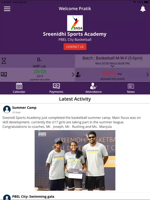 Capturas de tela do Sreenidhi Sports Academy iPad 
