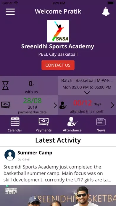 Capturas de tela do Sreenidhi Sports Academy