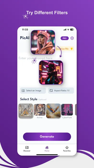 Captures d'écran de PicAI: A.I. Art Generator