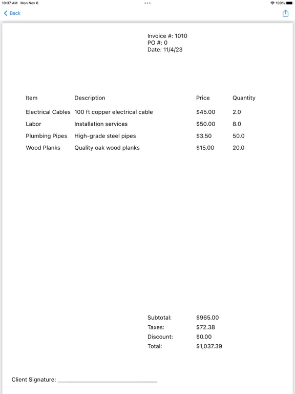 Captures d'écran de Build Invoice iPad 