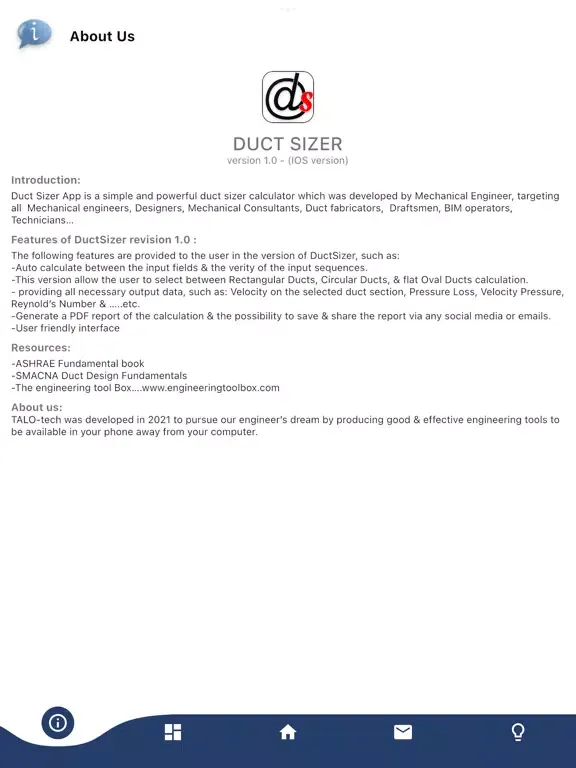 TALO Duct Sizer iPad  Screenshots