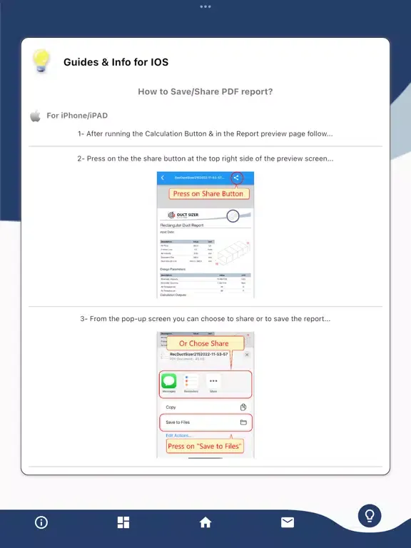 TALO Duct Sizer iPad  Screenshots