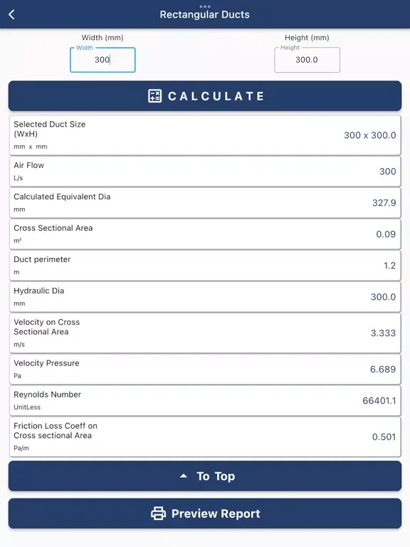TALO Duct Sizer iPad  Screenshots