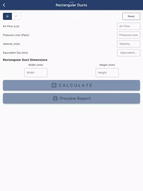 TALO Duct Sizer iPad  Screenshots
