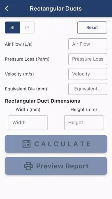 TALO Duct Sizer Screenshots