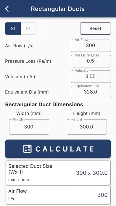 TALO Duct Sizer Screenshots