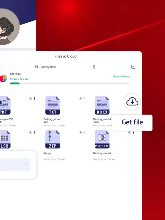 Tangkapan layar FileGet - Saving files Offline iPad 