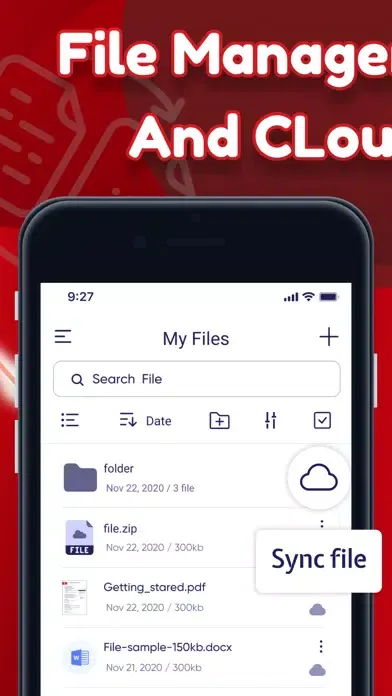 Tangkapan layar FileGet - Saving files Offline