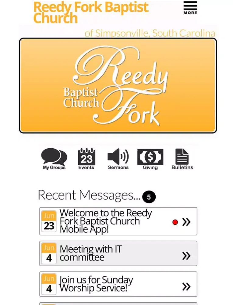 Скриншоты Reedy Fork Baptist Church iPad 