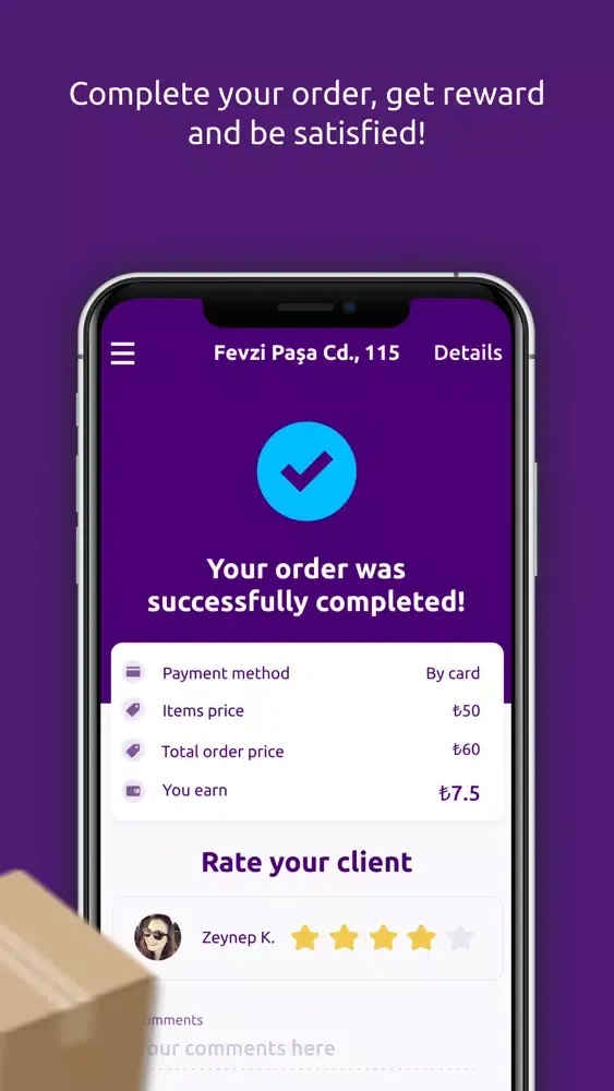Capturas de tela do Tamam App Courier