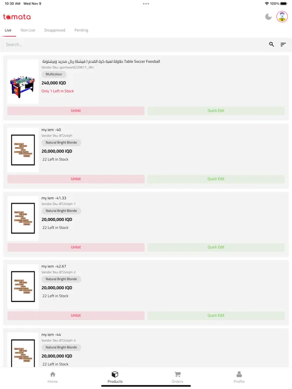 Screenshot di Tamata Vendor iPad 