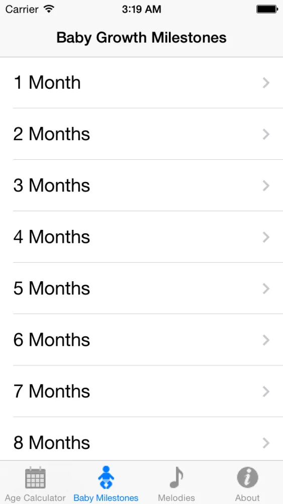 Capturas de pantalla de myBaby Milestones