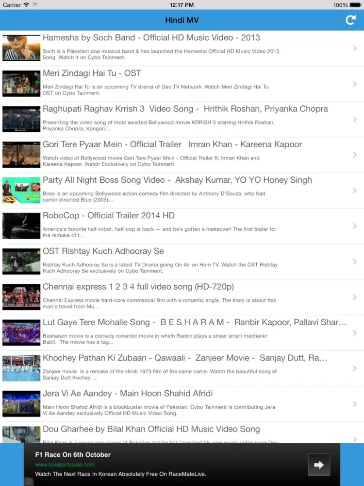 A Hindi Desi Music Movies TV iPad  Screenshots