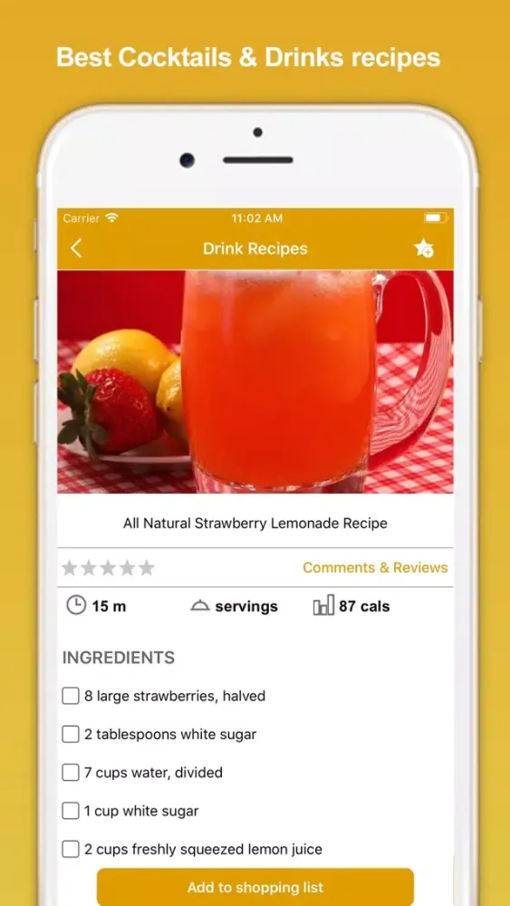 Capturas de tela do Drinks Recipes - Fruit Juice