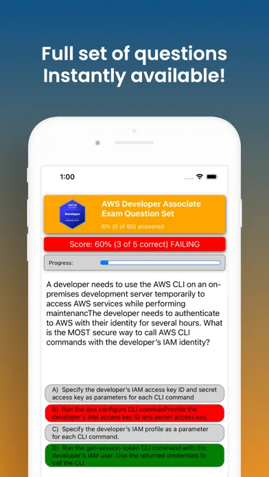 Captures d'écran de AWS Developer Associate Test
