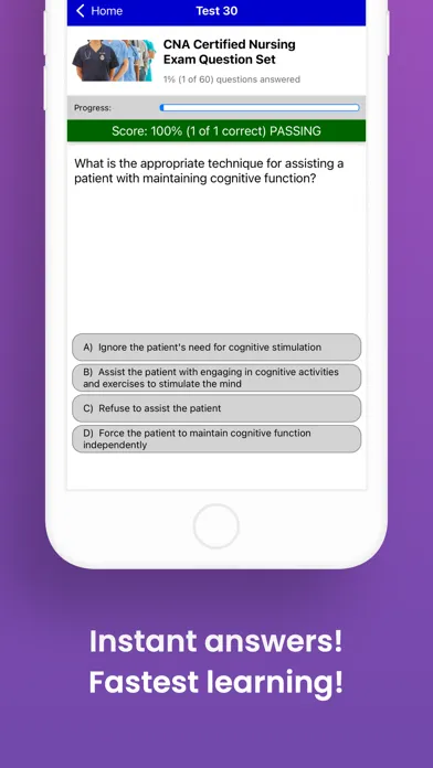 Ảnh chụp màn hình của CNA Nursing Assistant Exam