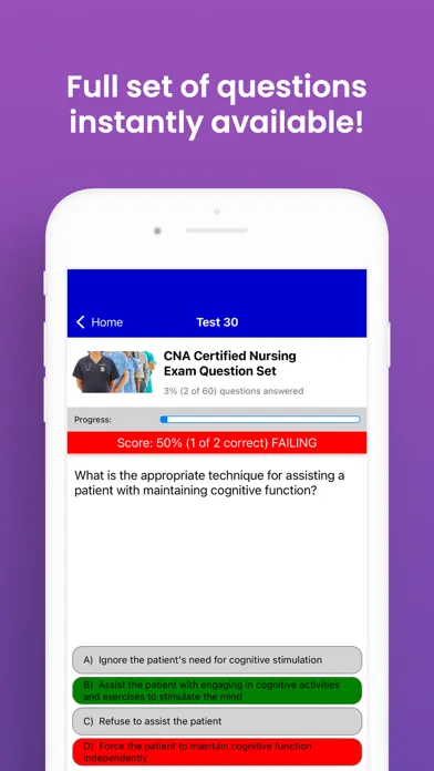 Ảnh chụp màn hình của CNA Nursing Assistant Exam