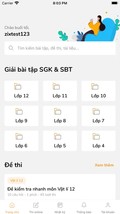 Tangkapan skrin ZixHub - Giải bài tập & Đề thi