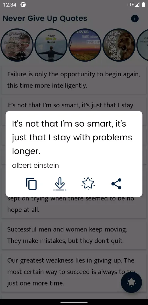 Screenshot di Never Give Up Quote and Saying