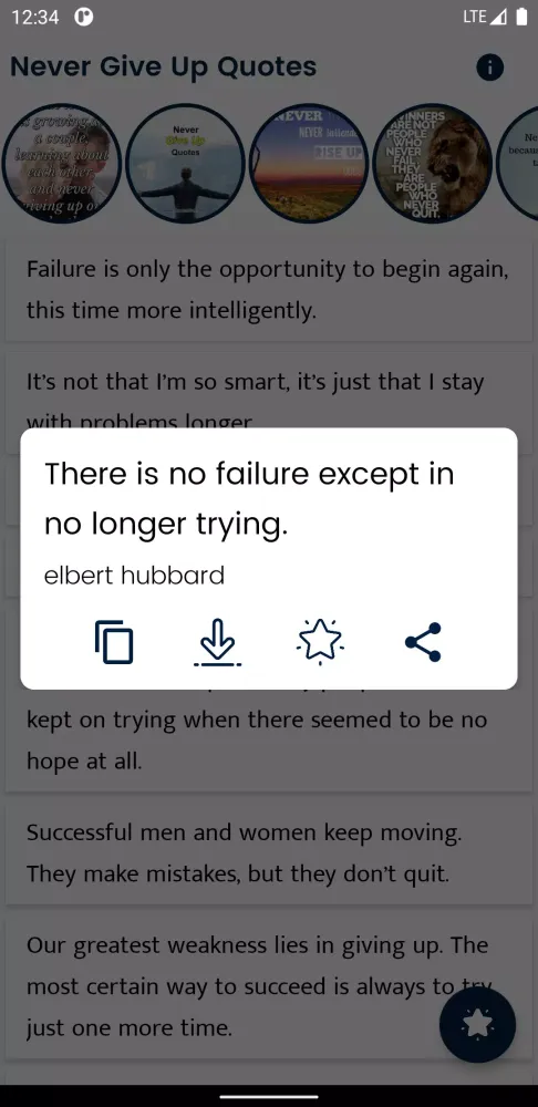 Screenshot di Never Give Up Quote and Saying