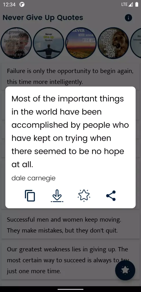 Screenshot di Never Give Up Quote and Saying