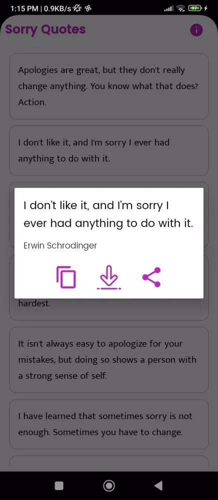 Ảnh chụp màn hình của Sorry Quotes