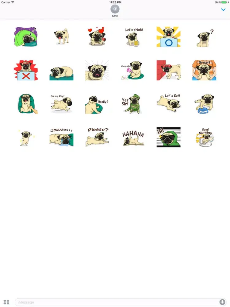 تصاویر Animated The Funny Pug Expression Stickers iPad 