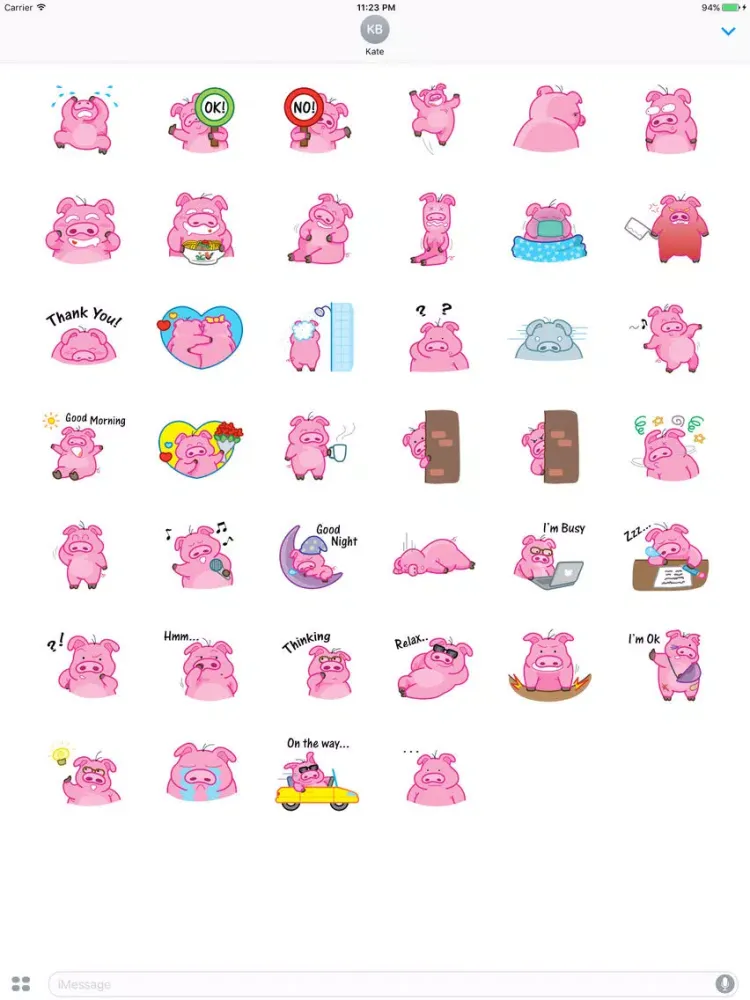 Bon - The Stupid Pig English Sticker iPad  Screenshots
