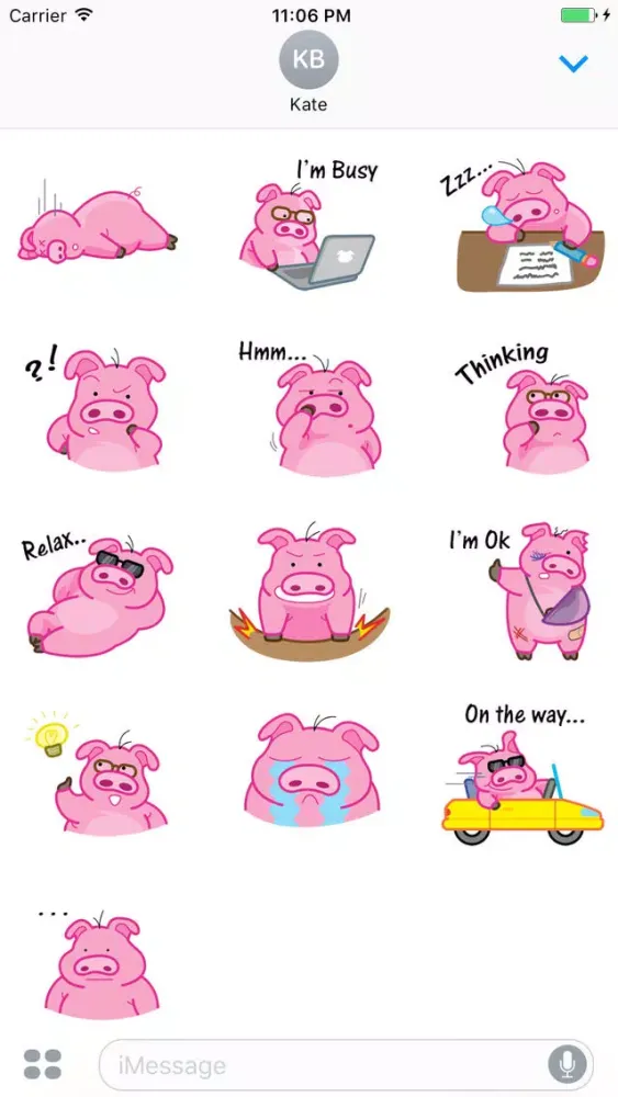 Bon - The Stupid Pig English Sticker Screenshots