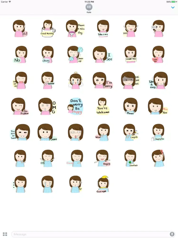 Chiaki The Cute Girl English Sticker iPad  स्क्रीनशॉट
