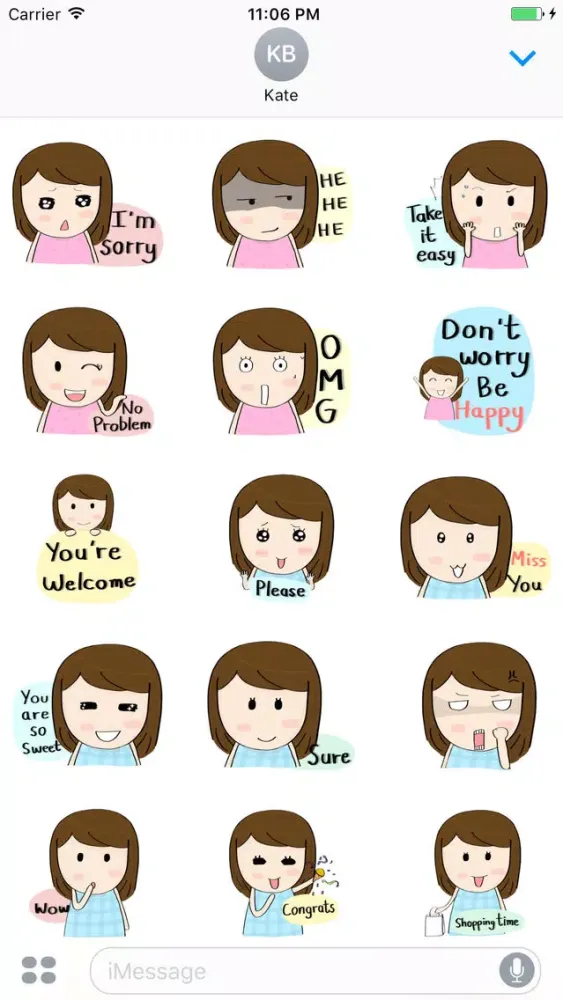 Chiaki The Cute Girl English Sticker स्क्रीनशॉट