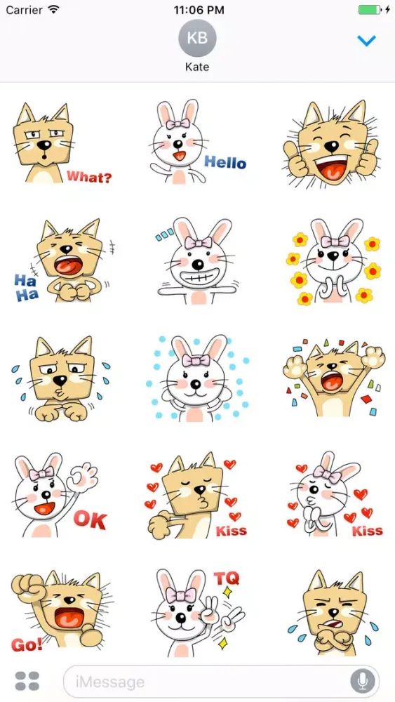 Couple Cat And Rabbit Funny English Sticker سکرین شاٹس