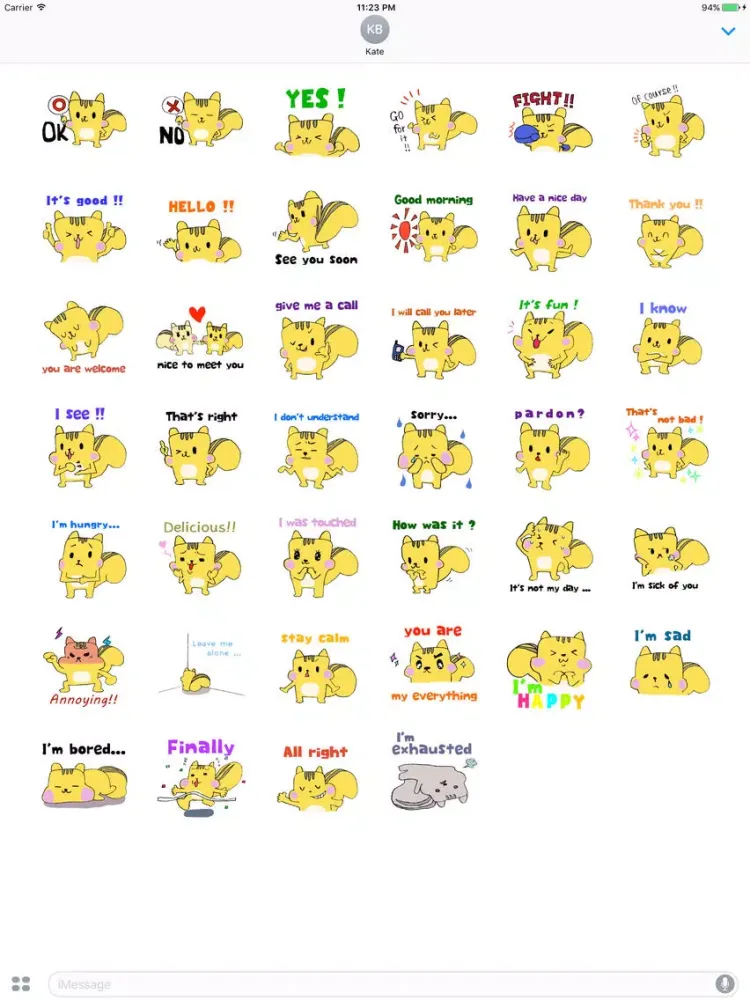 Capturas de tela do Daily Life Of Yellow Squirrel Englsh Sticker iPad 