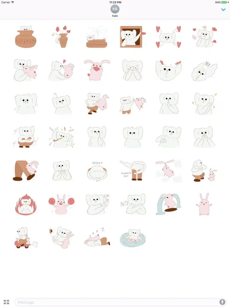 Friend Couple Cotton Dog And Bunny Sticker iPad  स्क्रीनशॉट