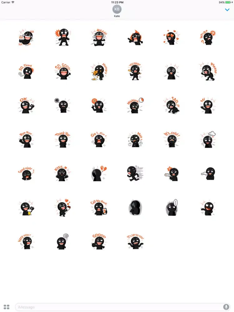 Funny Black Baby English Sticker iPad  スクリーンショット