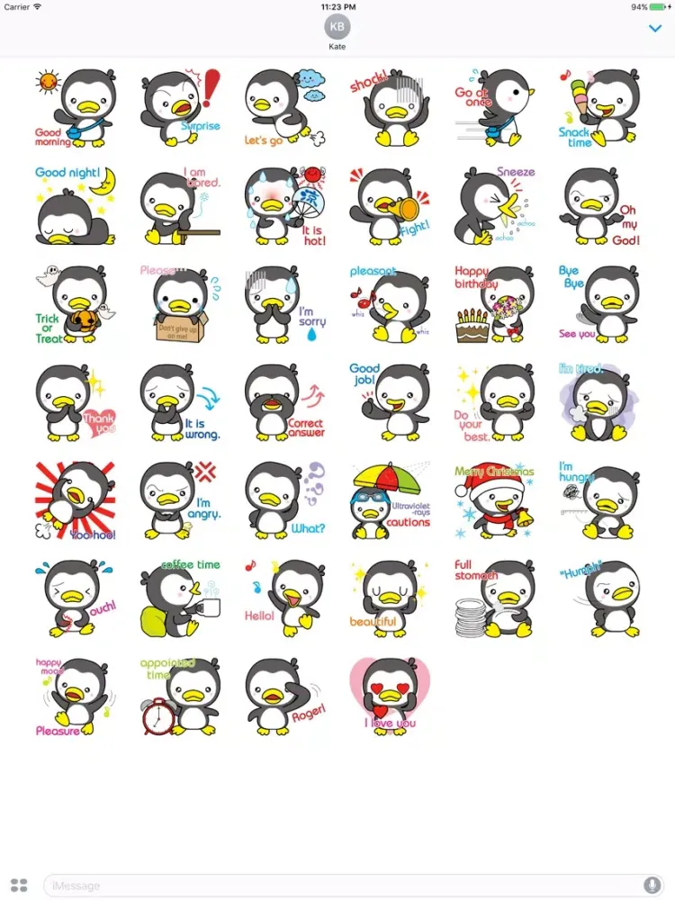 صور Ginni Little Baby Penguin English Sticker iPad 
