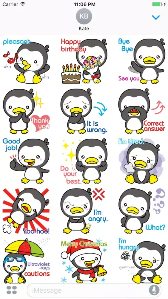 صور Ginni Little Baby Penguin English Sticker