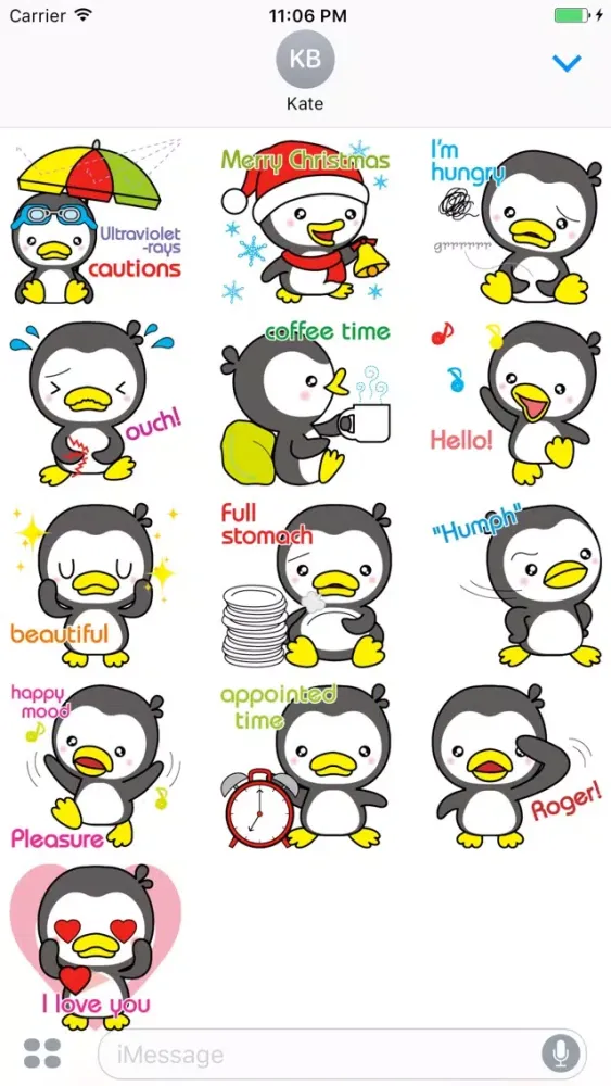 صور Ginni Little Baby Penguin English Sticker