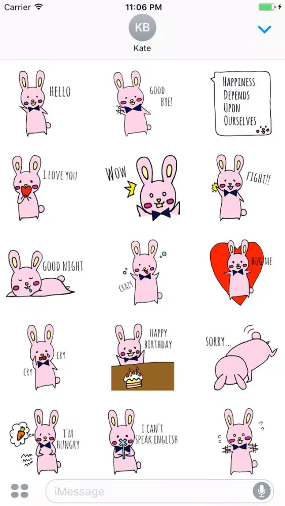 Capturas de tela do Kari The Pink Bunny English Sticker