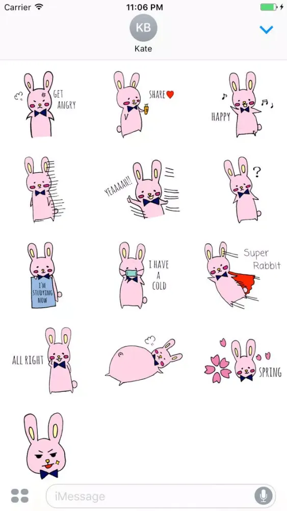 Capturas de tela do Kari The Pink Bunny English Sticker