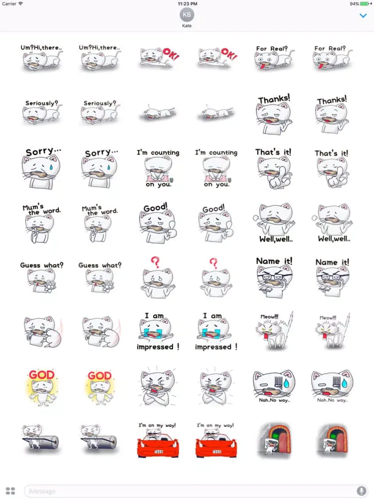 Capturas de pantalla de Katy The Stupid White Cat English Sticker iPad 