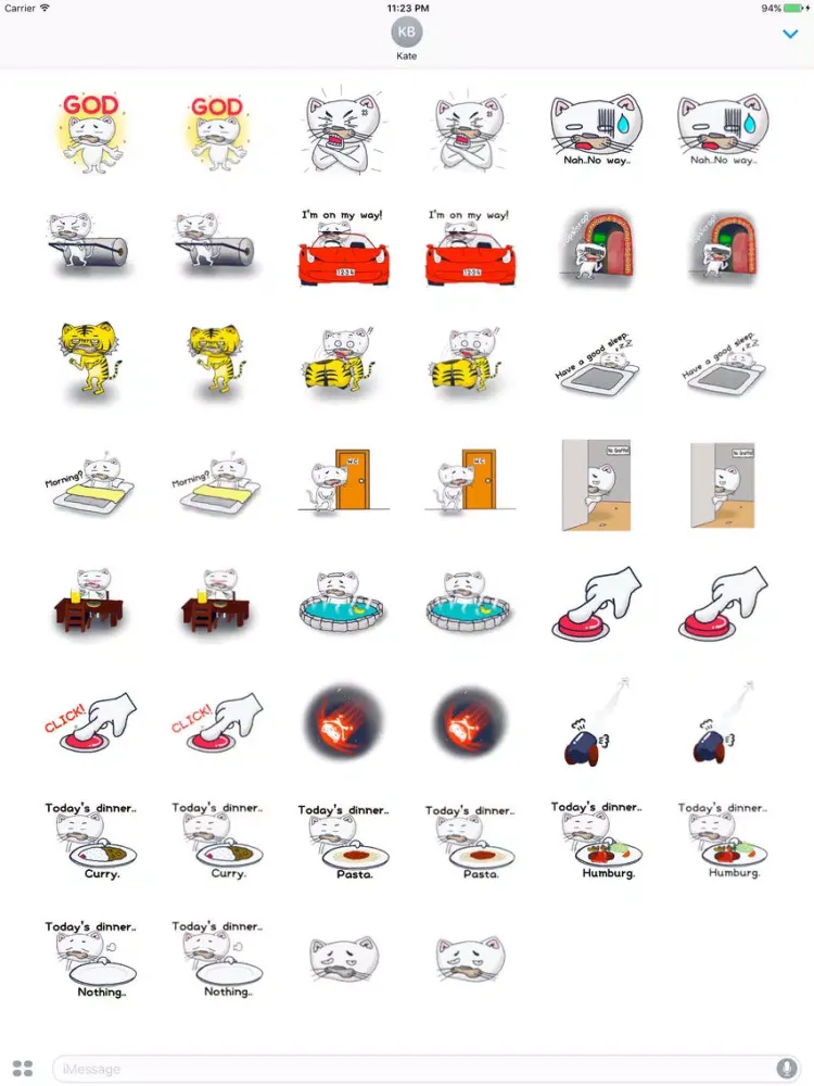Capturas de pantalla de Katy The Stupid White Cat English Sticker iPad 