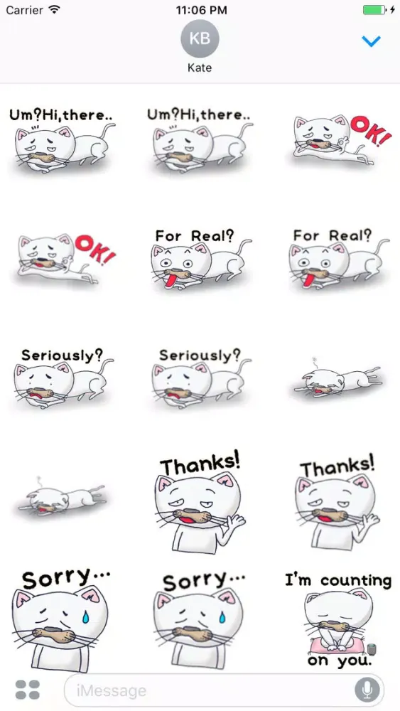 Capturas de pantalla de Katy The Stupid White Cat English Sticker