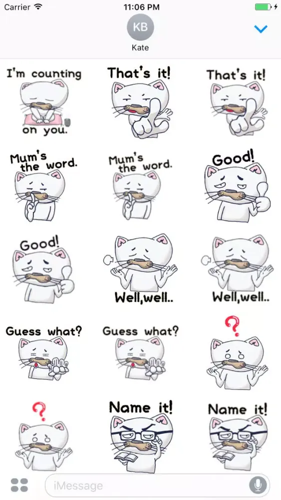 Capturas de pantalla de Katy The Stupid White Cat English Sticker