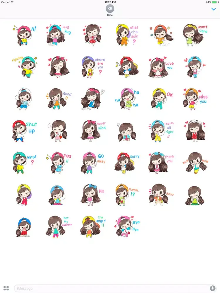 Mina Litle Cute Girl English Sticker iPad  스크린샷