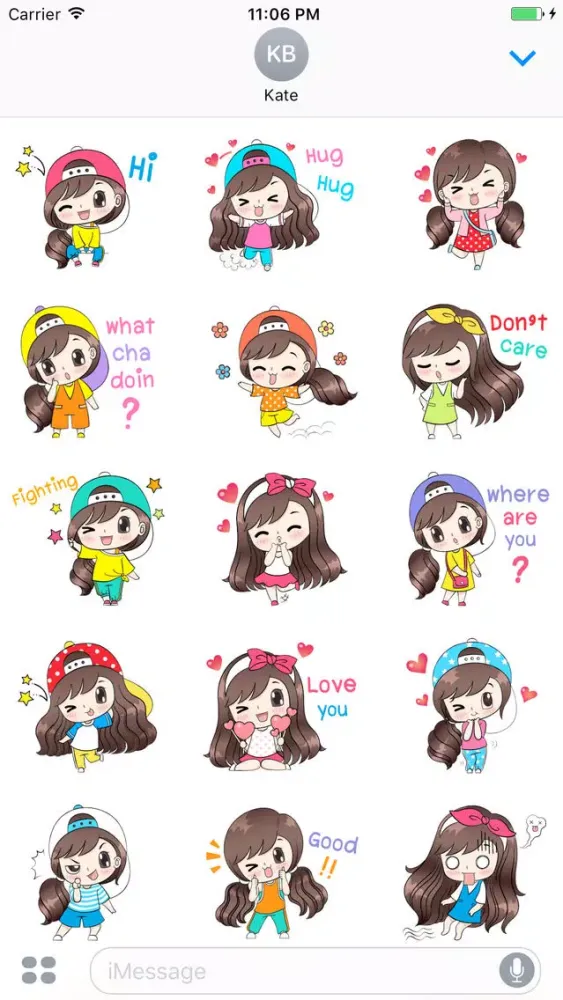 Mina Litle Cute Girl English Sticker 스크린샷