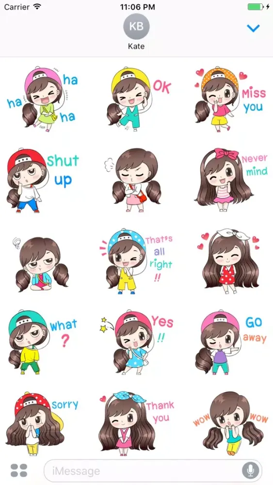 Mina Litle Cute Girl English Sticker 스크린샷