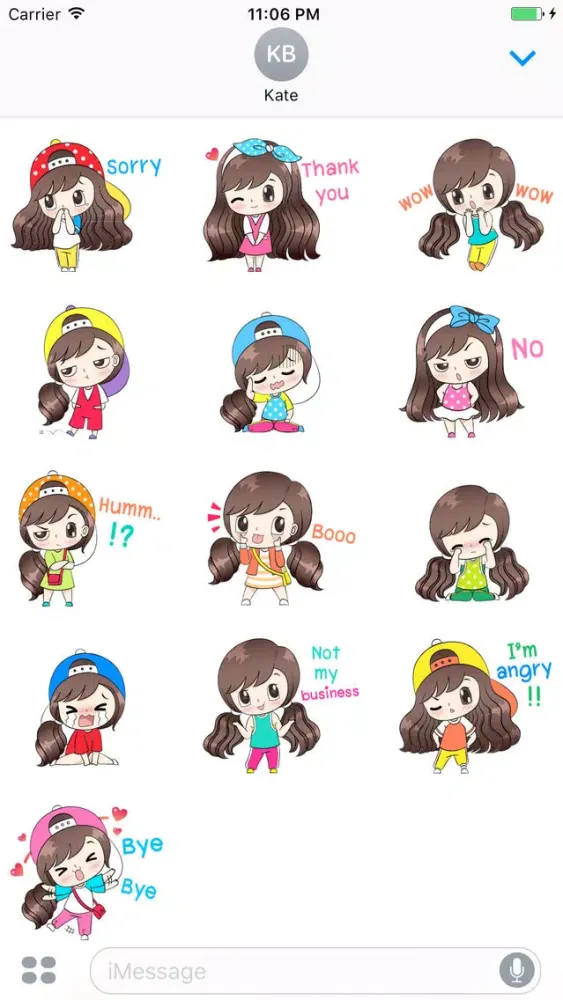 Mina Litle Cute Girl English Sticker 스크린샷