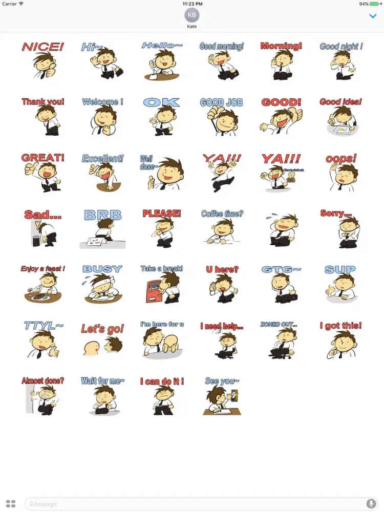 Office Boy Daily Life English Sticker iPad  স্ক্রিনশট